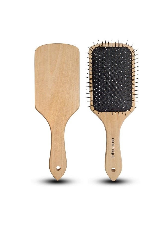 MAJESTIQUE Wood Hair Brush By Majestique Eco Friendly Paddle Hairbrush Natural Wooden Bamboo Brush With Metal Bristles For Women Men And Kids Make Thin Long Curly Hair Health And Massage Scalp Hr144  - Image 1