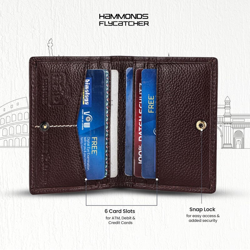 HAMMONDS FLYCATCHER Genuine Leather Card Holder Wallet for Man & Women, RFID Protected ATM/Credit Card Holder Wallet for Men with 6 Slots, Gift for Men, Father, Husband, Boyfriend - Redwood Brown - Image 5