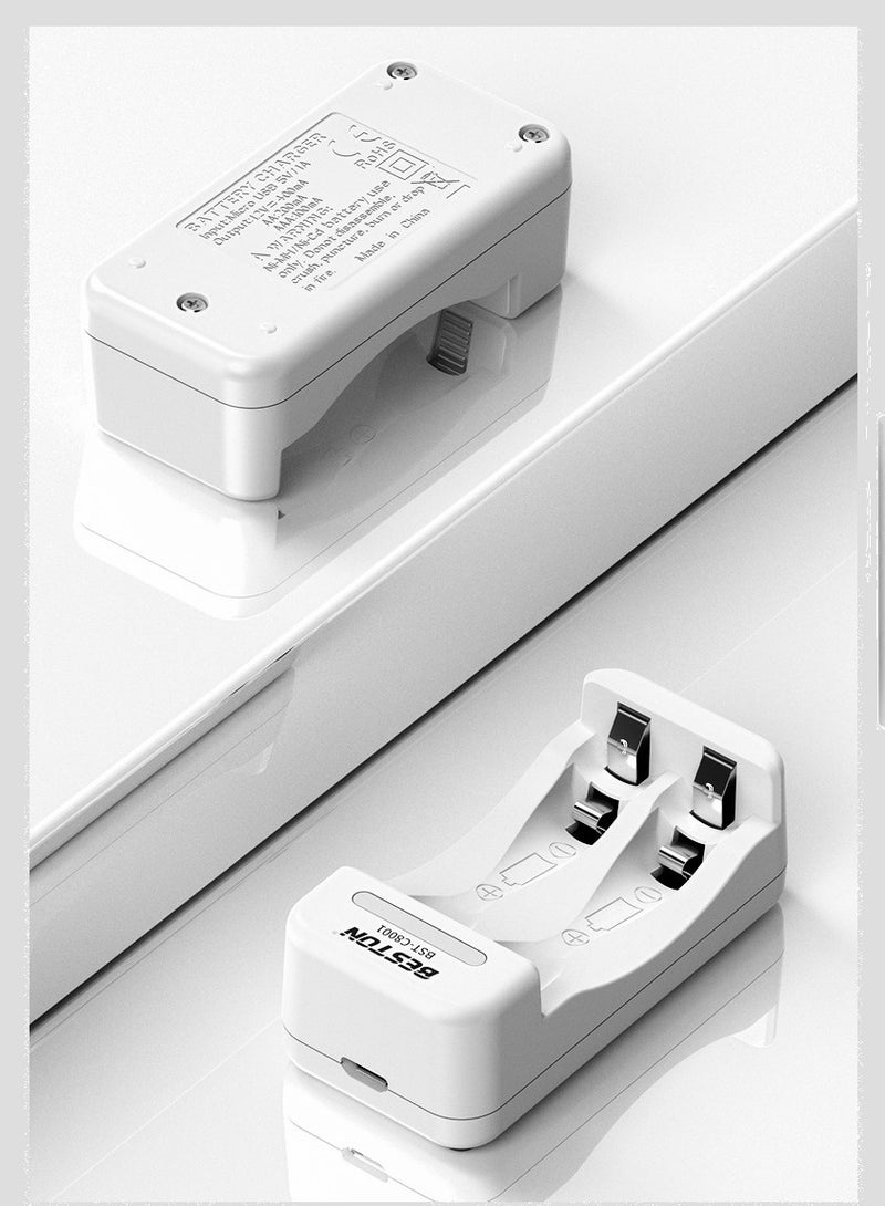 بيستون شاحن C8001 من بيستون مع قطعتين من بطاريات AA 3300mAh - Image 2