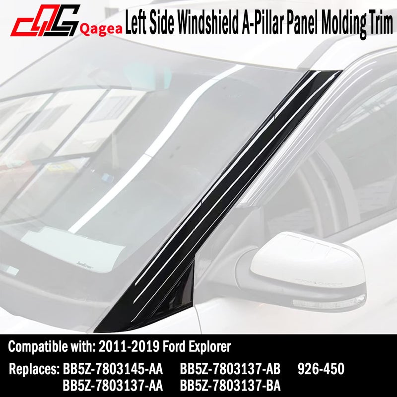 Qagea Windshield A-Pillar Panel Molding Trim - Front Driver Left Side - Compatible with 2011-2019 Ford Explorer Replaces 926-450 BB5Z-7803137-AB BB5Z-7803145-AA - Image 2