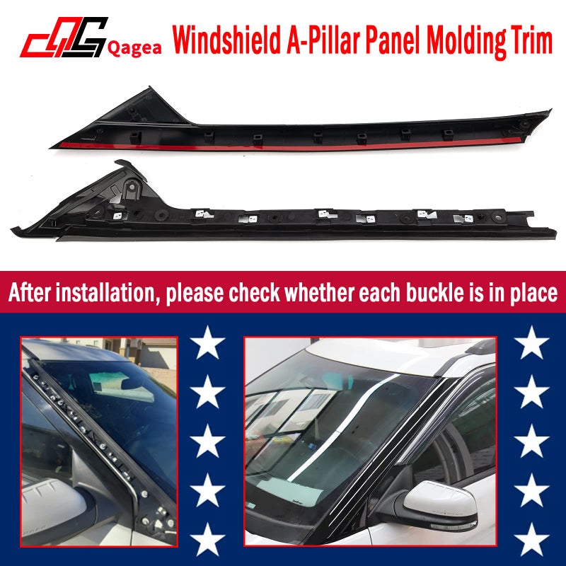 Qagea Windshield A-Pillar Panel Molding Trim - Front Driver Left Side - Compatible with 2011-2019 Ford Explorer Replaces 926-450 BB5Z-7803137-AB BB5Z-7803145-AA - Image 4