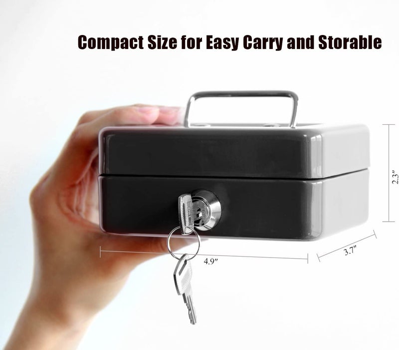 Ostin Small Cash Box with Coin Slot Pocket Money Box with Lock and Key Money Tray Perfect Secure Storage for Loose Change Black - Image 3