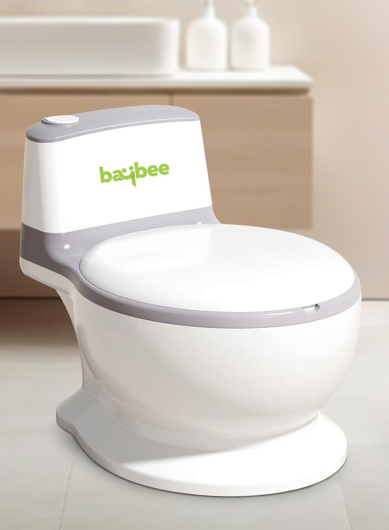 BAYBEE Lasso Western Toilet Potty Seat For Kids, Baby Potty Training Seat Chair With Anti Slip Base, Splash Guard, Music & Cushion Seat | Kids Toilet Seat (Grey) - Image 1