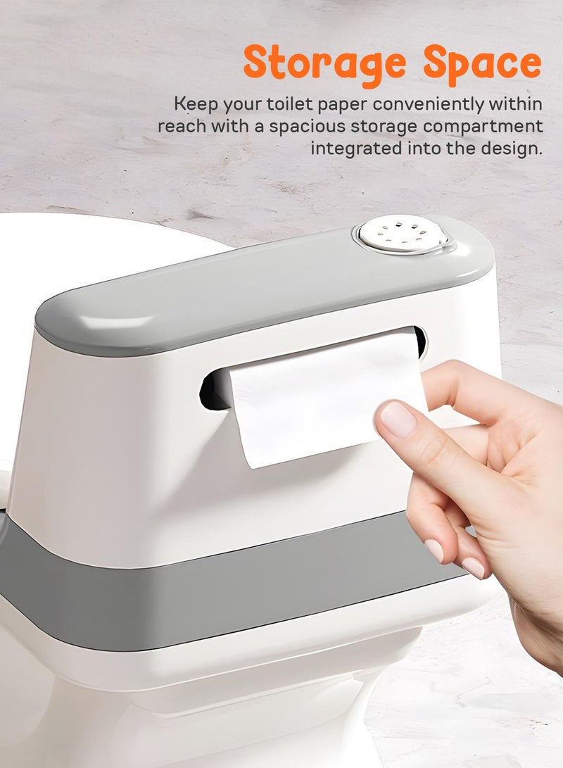 BAYBEE Lasso Western Toilet Potty Seat For Kids, Baby Potty Training Seat Chair With Anti Slip Base, Splash Guard, Music & Cushion Seat | Kids Toilet Seat (Grey) - Image 3