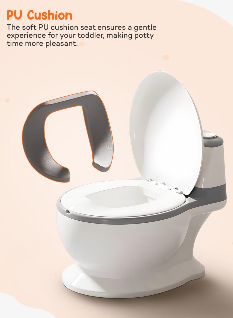 BAYBEE Lasso Western Toilet Potty Seat For Kids, Baby Potty Training Seat Chair With Anti Slip Base, Splash Guard, Music & Cushion Seat | Kids Toilet Seat (Grey) - Image 4