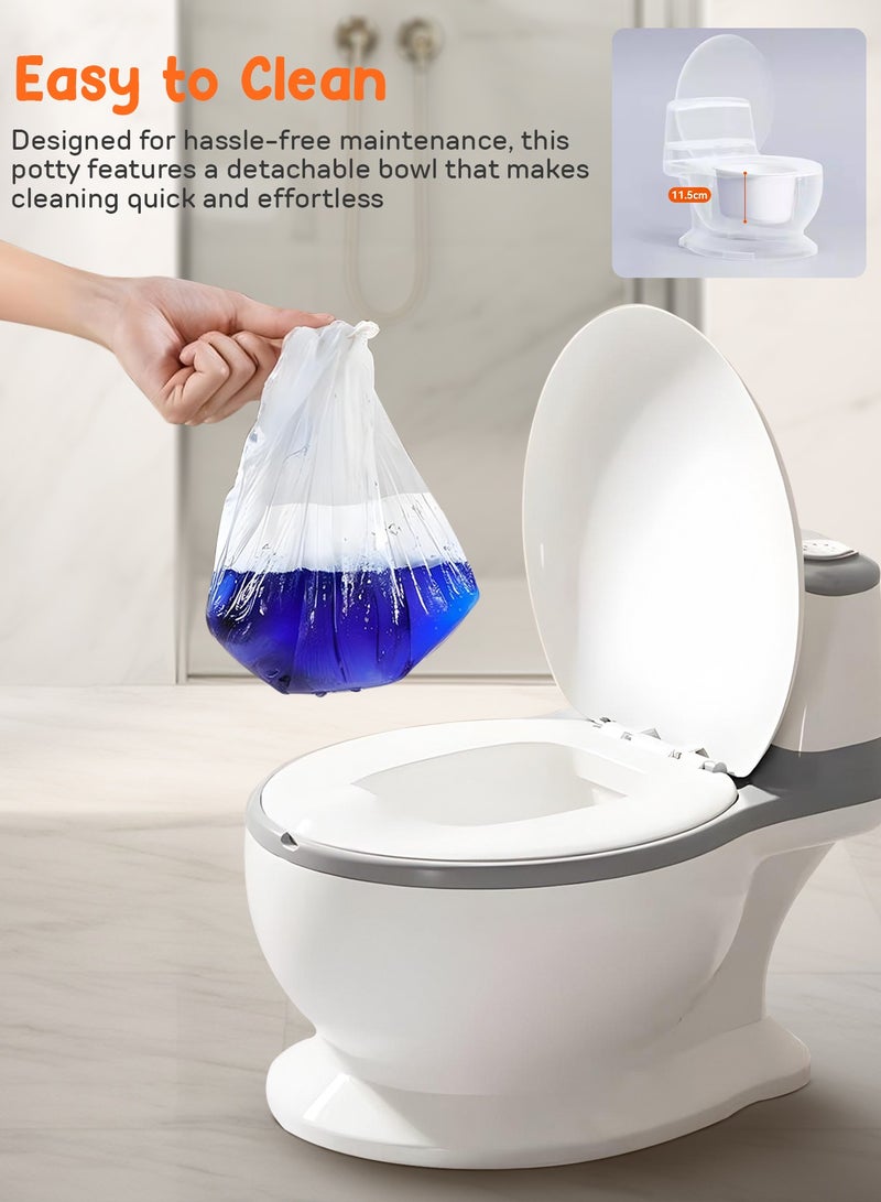 BAYBEE Lasso Western Toilet Potty Seat For Kids, Baby Potty Training Seat Chair With Anti Slip Base, Splash Guard, Music & Cushion Seat | Kids Toilet Seat (Grey) - Image 5