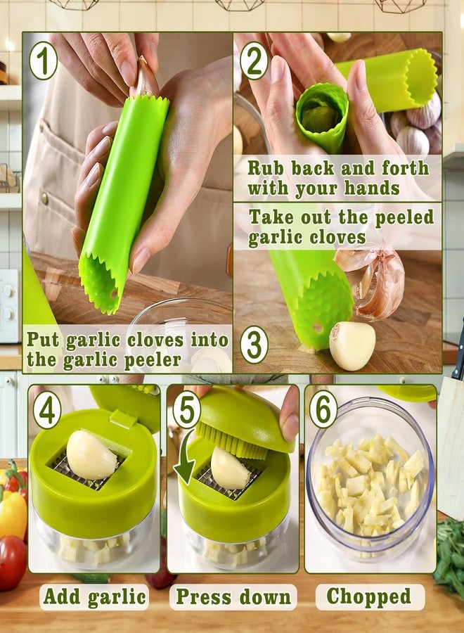 Nokiils 2 Pcs Garlic Press Stainless Steel, Garlic Mincer Crusher with Peeler and Cleaning Brush, Garlic Chopper Mini Kitchen Tool - Image 3