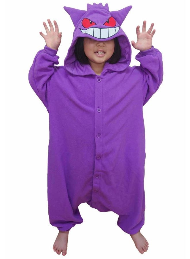 SAZAC Kigurumi - Pokemon - Gengar - Onesie Jumpsuit Halloween Costume -Kids Size (5-9 Year Old) Purple - Image 2
