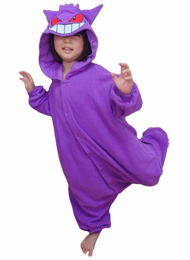 SAZAC Kigurumi - Pokemon - Gengar - Onesie Jumpsuit Halloween Costume -Kids Size (5-9 Year Old) Purple - Image 1