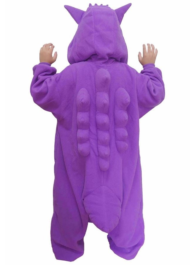 SAZAC Kigurumi - Pokemon - Gengar - Onesie Jumpsuit Halloween Costume -Kids Size (5-9 Year Old) Purple - Image 4