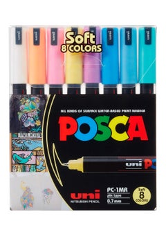 POSCA Acrylic Paint Pens Soft Colors Set 8PCS Ultra fine size 0.7mm  - Image 1