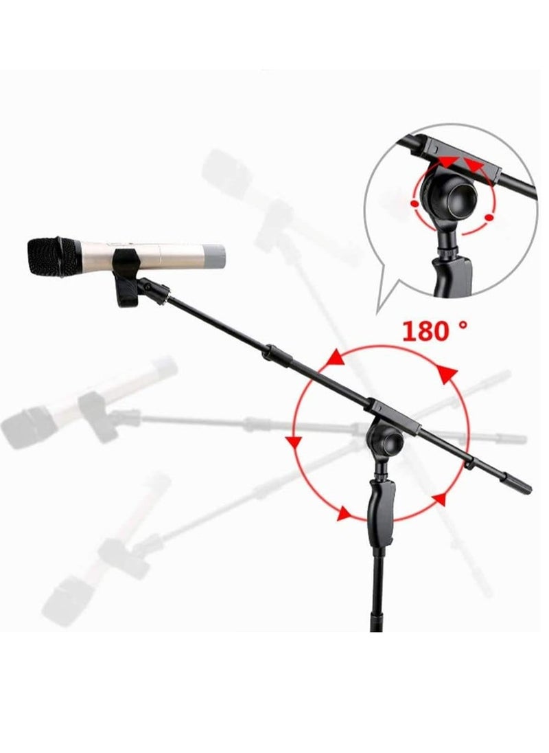 Mike Music Upgraded Microphone Stand Push-Type Quick Height Adjustment Single Microphone Clip Folding Portable Tripod Microphone Stand Suitable for Live Broadcast Singing Speech Stage Outdoor Performance  - Image 5