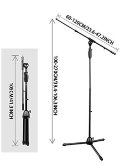 Mike Music Upgraded Microphone Stand Push-Type Quick Height Adjustment Single Microphone Clip Folding Portable Tripod Microphone Stand Suitable for Live Broadcast Singing Speech Stage Outdoor Performance  - Image 4