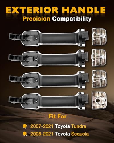 Gledewen Chrome Exterior Door Handles4PCS Compatible with 20072021 Toyota Tundra 20082021 Toyota Sequoia Outside Front Rear Left Driver Right Passenger Side Door Handle OE 81295 81301 692100C010 - Image 3
