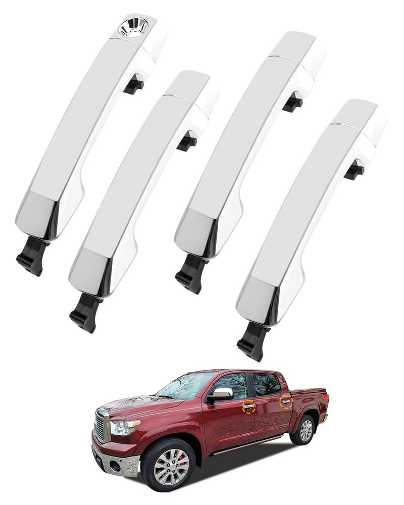 Gledewen Chrome Exterior Door Handles4PCS Compatible with 20072021 Toyota Tundra 20082021 Toyota Sequoia Outside Front Rear Left Driver Right Passenger Side Door Handle OE 81295 81301 692100C010 - Image 2