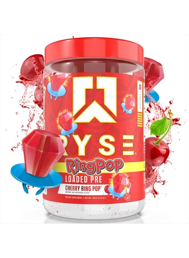 RYSE Up Supplements Loaded Pre Workout Powder Supplement for Men & Women | Pumps, Energy, Focus | Beta Alanine + Citrulline | 390mg Caffeine | 30 Servings (Cherry Ring Pop) - Image 1