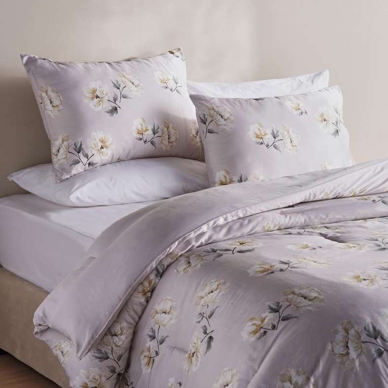 Pan Home طقم لحاف كامل بتصميم نباتي من ديزاينورا 3 قطع 160x240 سم - بيج