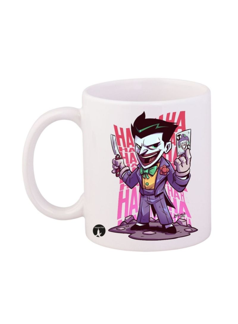 The Joker Printed Mug White/Purple/Pink 12ounce
