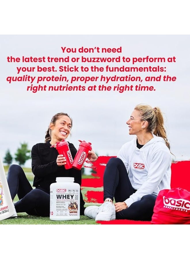 Basic Supplements Mass Gainer Powder | High Calorie Mass Gainer, Supports Weight Gain | 50G Protein, 1030 Calories, 190G Carbs | Complete Amino Acid Profile, Lower Sugar, Gluten Free | 6Lb (Vanilla)