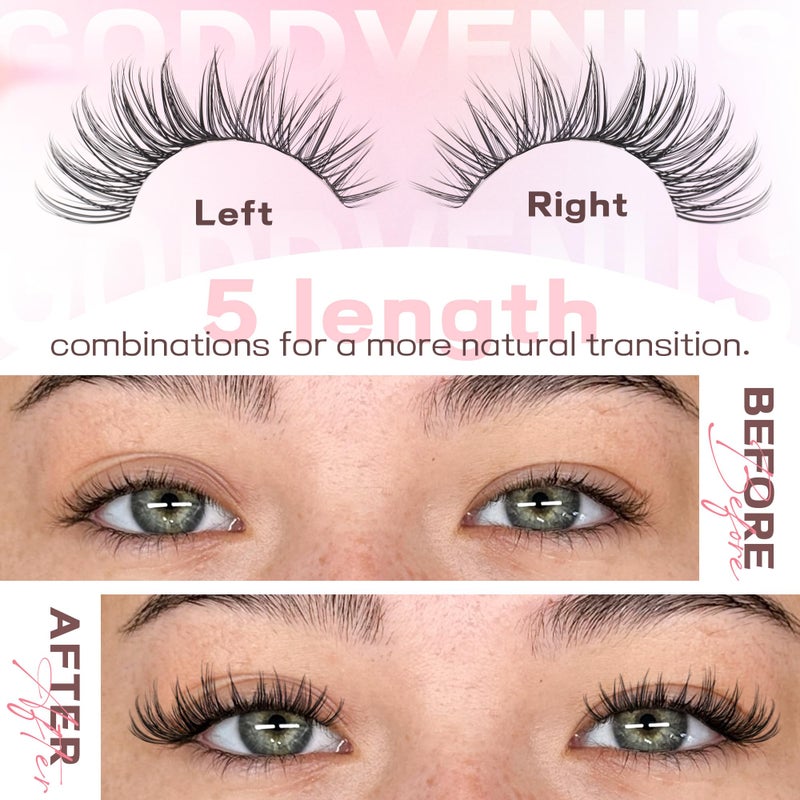 Goddvenus Eyelash Extensions Wispy Natural DIY C Curl Individual Lashes Clusters Black 10-16mm 300pcs - Image 3