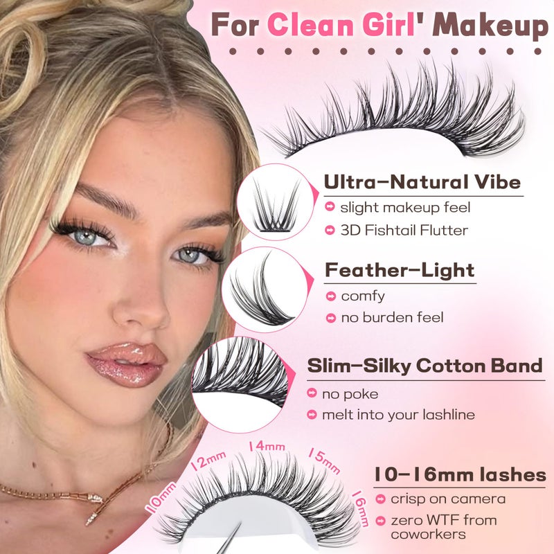 Goddvenus Eyelash Extensions Wispy Natural DIY C Curl Individual Lashes Clusters Black 10-16mm 300pcs - Image 2