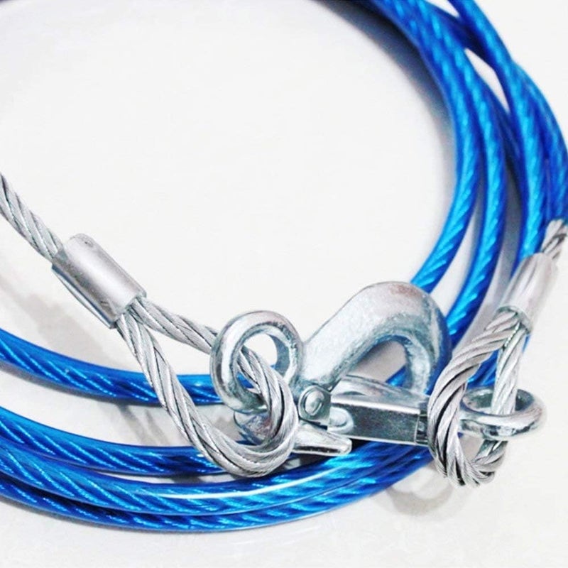 FOLX FOX004 Universal 4 Meter Stainless Steel Wire Car Towing Cable/Towing Rope for All Cars/Vehicals with Both Side Hooks, Tow Capacity (7 TON) - Image 5