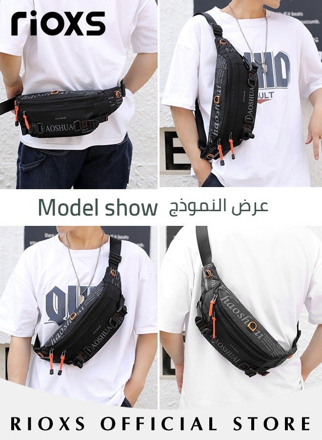 RIOXS Crossbody Bag,Fanny Pack Belt Waist Bag For Men Women,Unisex Waterproof Pack With Adjustable Strap,Running Pack,Travel Bag,Chest Sling Shoulder Bag For Hiking Cycling Running Outdoor - Image 3