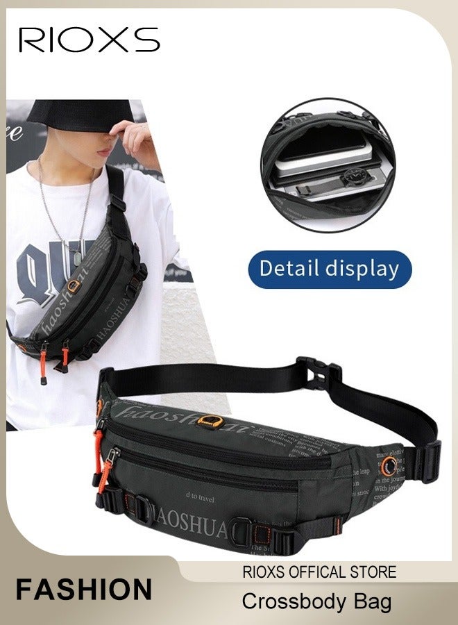 RIOXS Crossbody Bag,Fanny Pack Belt Waist Bag For Men Women,Unisex Waterproof Pack With Adjustable Strap,Running Pack,Travel Bag,Chest Sling Shoulder Bag For Hiking Cycling Running Outdoor - Image 1