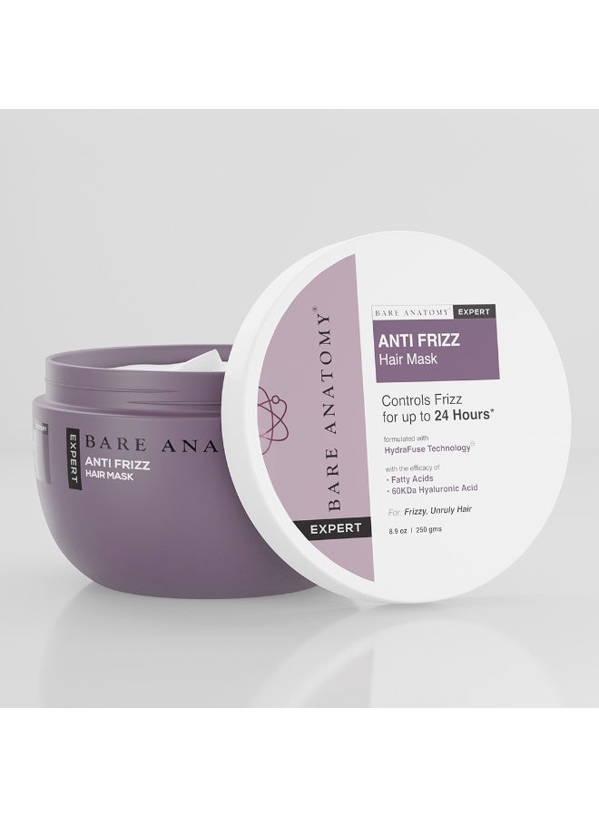 BARE ANATOMY Anti Frizz Hair Mask | Frizz Control Upto 24 hours | Powered By Hyaluronic Acid & Fatty Acids | For Deep Conditioned & Frizz Free Hair | Sulphate & Paraben Free | Women & Men | 250g - Image 1
