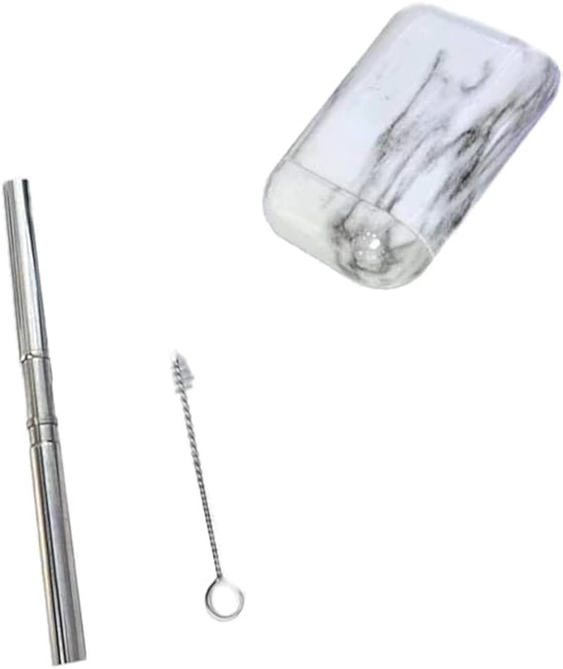 Reusable Stainless Steel Straw with Cleaning Brush and Storage Box