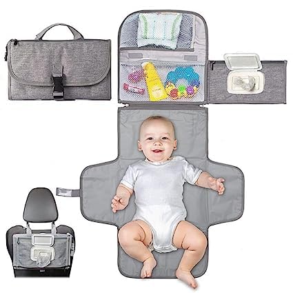 Olpad Baby Changing Mat with Organizer Bags, Foldable and Detachable Changing Pad for Baby Diaper Bag, Changing Table Pad. One-Hand Diaper Change Pad. Baby Shower Gifts, Newborn Baby Essentials (Portable Diaper Changing Pad) - Image 1