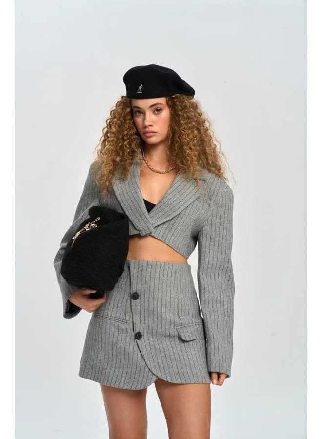 MAI STUDIOS CO.  Elegant Gray Jacket-Skirt Set. for Women | Best Price UAE
