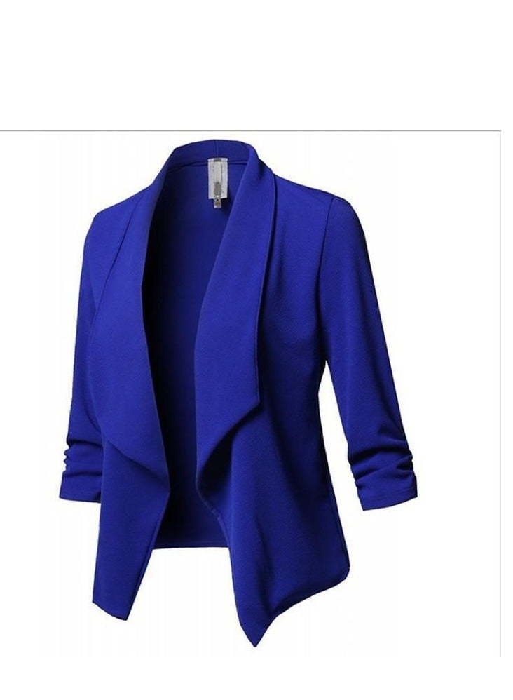 KUYING New Slim Fitting Long Sleeved Pleated Solid Color Versatile Small Suit Jacket 
