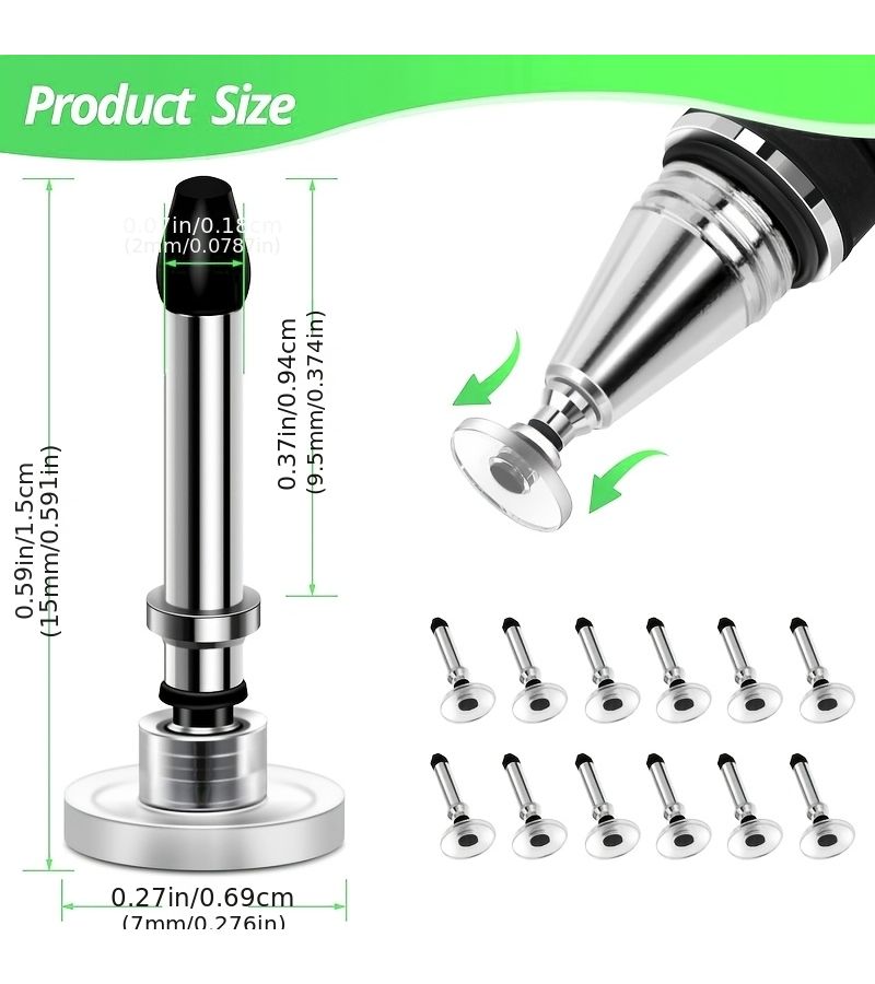 8 Pcs Universal Silvery Stylus Disc Tips Precision Silicone Nibs For Phones Tablets - Image 1