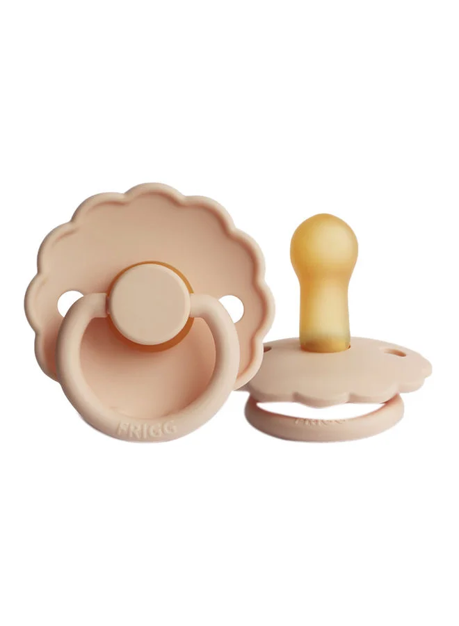 FRIGG Daisy Latex Baby Pacifier, 6-18 Months, Size 2, Pack of 1 - Pink Cream