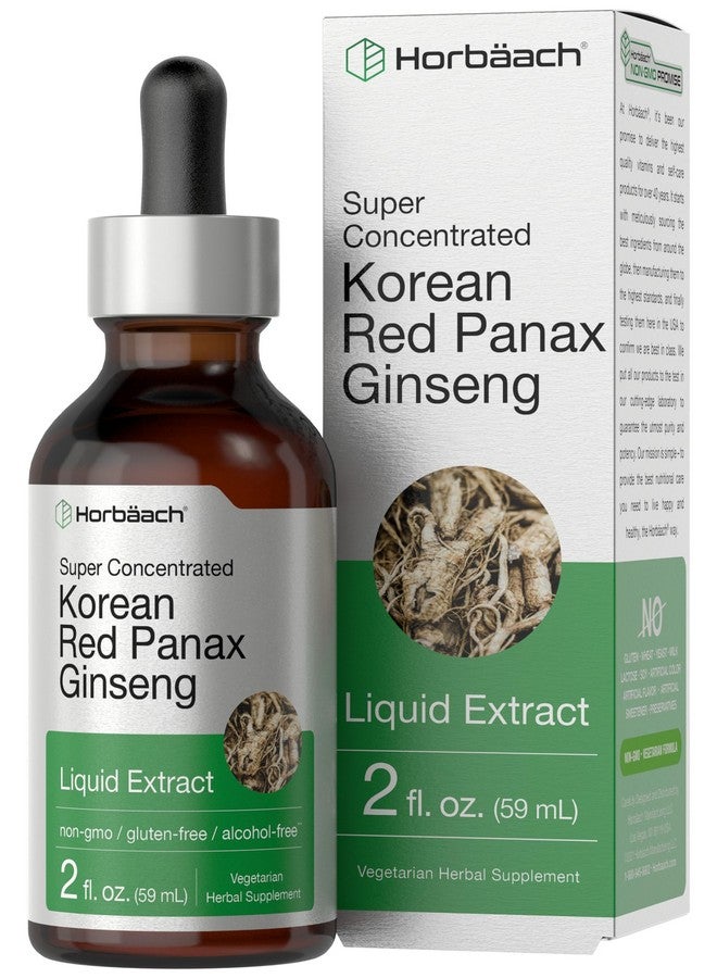 Horbäach Korean Red Panax Ginseng Liquid Extract | 2 Fl Oz | Vegetarian & Alcohol Free Supplement for Men and Women | Non-GMO, Gluten Free - Image 1