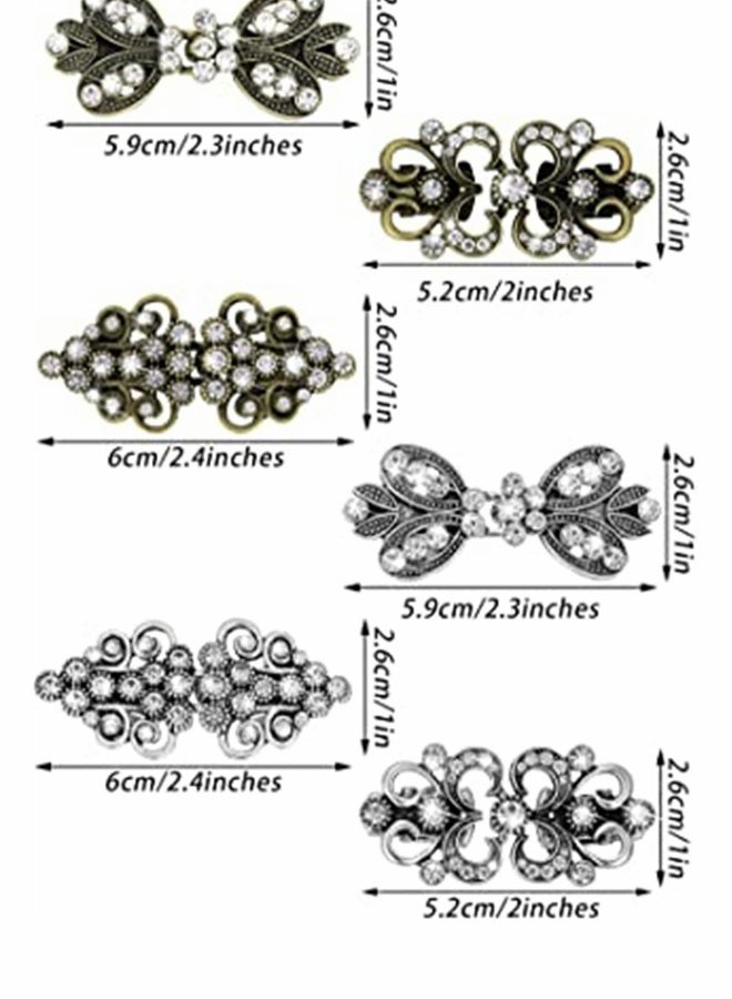 Cape Cloak Clips, Vintage Sweater Swirl Clip, Retro Rhinestone Cardigan Clip, Shawl Collar, Clasp Dress Shirt Brooch Clip for Girl, Women Accessories 6 Pieces  - Image 3
