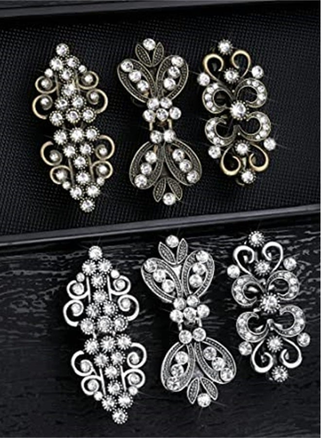 Cape Cloak Clips, Vintage Sweater Swirl Clip, Retro Rhinestone Cardigan Clip, Shawl Collar, Clasp Dress Shirt Brooch Clip for Girl, Women Accessories 6 Pieces  - Image 5