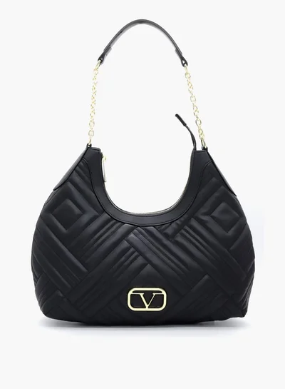 V Italia Quilted Shoulder Bag with Chain Handle and Zip Closure