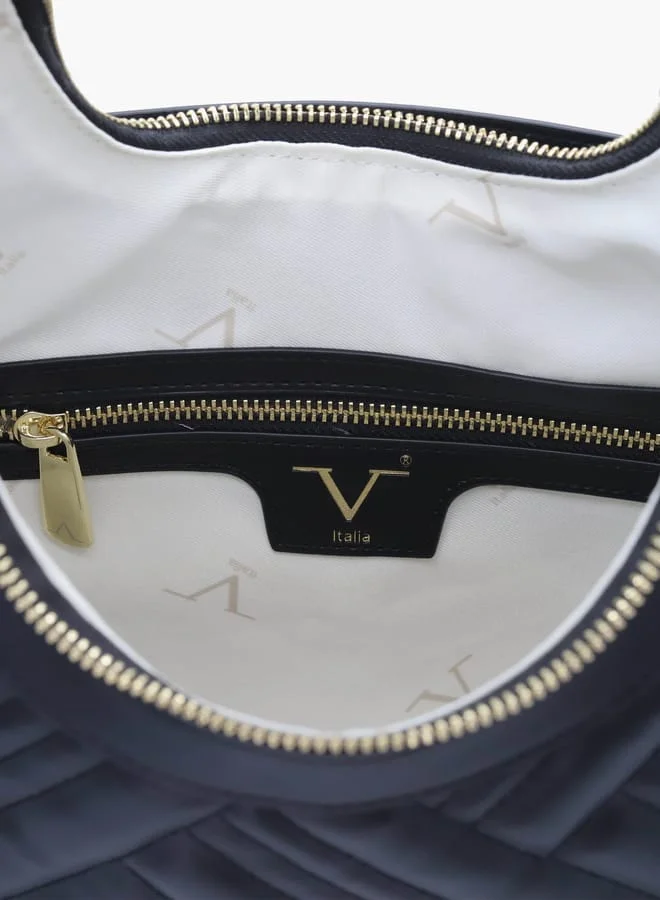 V Italia Quilted Shoulder Bag with Chain Handle and Zip Closure