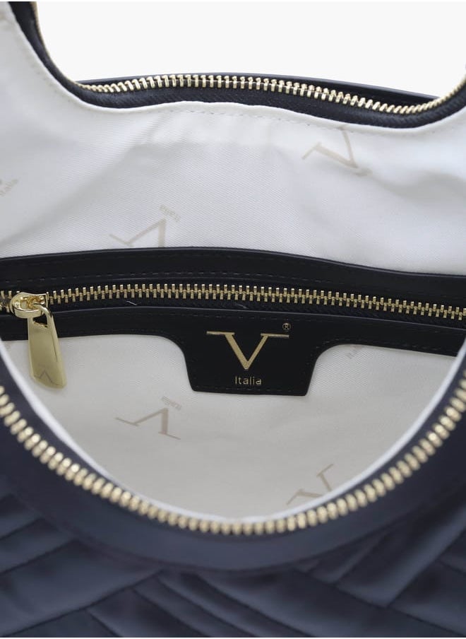 Quilted Shoulder Bag with Chain Handle and Zip Closure