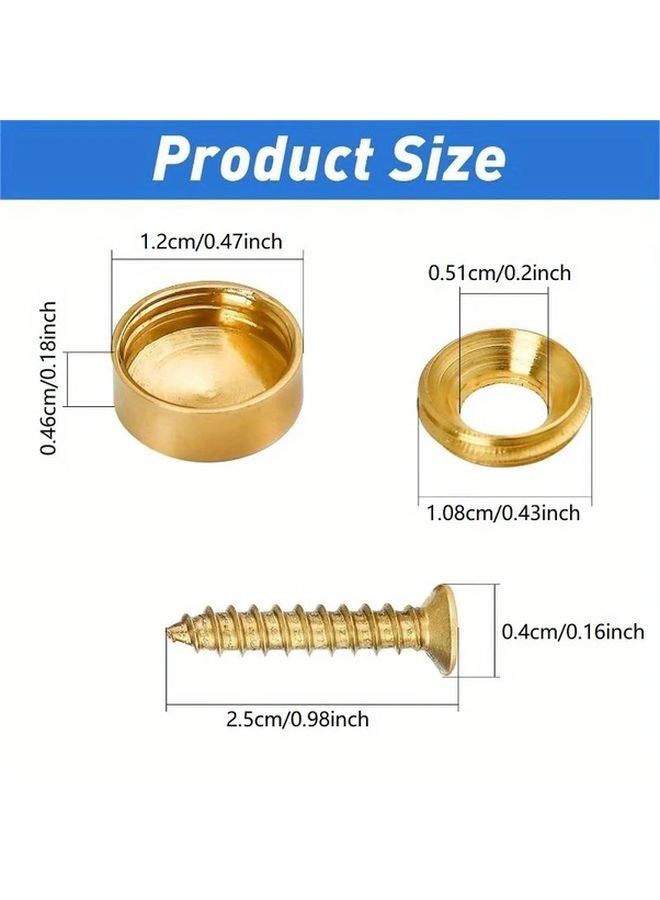 16pcs Copper Brass Decorative Screws With Caps Self Tapping Phillips Drive Flat Head - Image 3