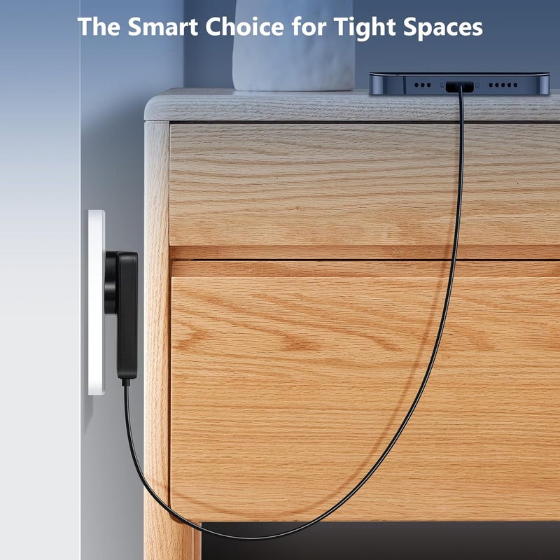 بينريك شاحن 2-منفذ 65W USB C، محول سفر مع كابل Type C بقدرة 100W وقابس بريطاني، شاحن حائط فائق النحافة وسريع الشحن لأجهزة iPhone وMacBook وiPad وGalaxy والمزيد - Image 3