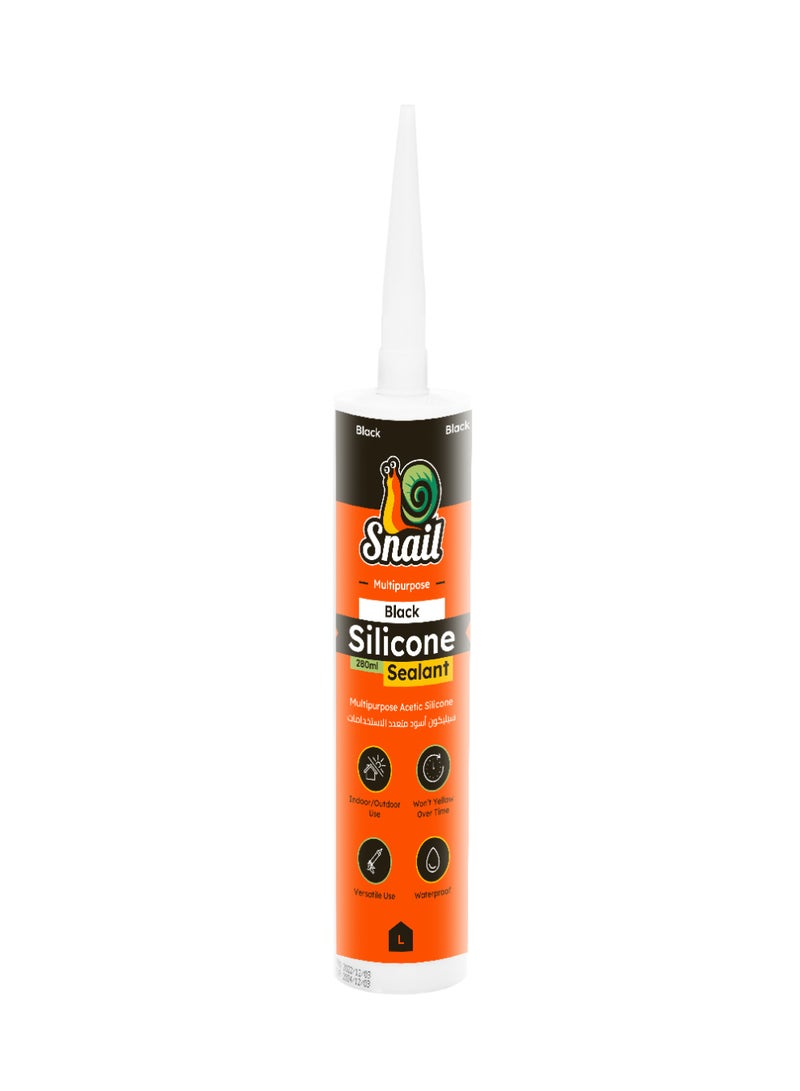 LAWAZIM Snail Silicone Sealant - 280ml Black - Waterproof Acetic Silicone Adhesive with Crack-Proof Design, No Odor, and Strong Adhesion - Ideal for Doors, Windows, Glass, Metal, and General Sealing - Image 1