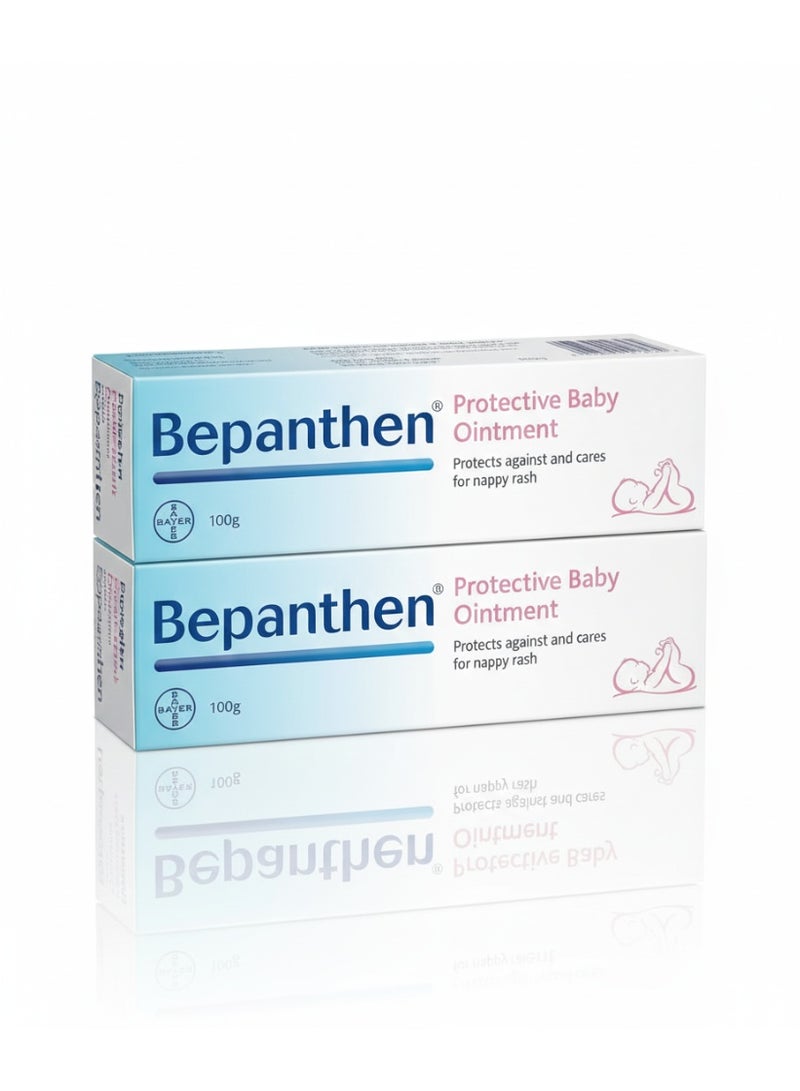 Bepanthen 2 x Protective Baby Ointment 100g, Bepanthen Nappy Care Ointment, Gentle Bepanthen Diaper Ointment, Baby Rash Ointment - Image 1