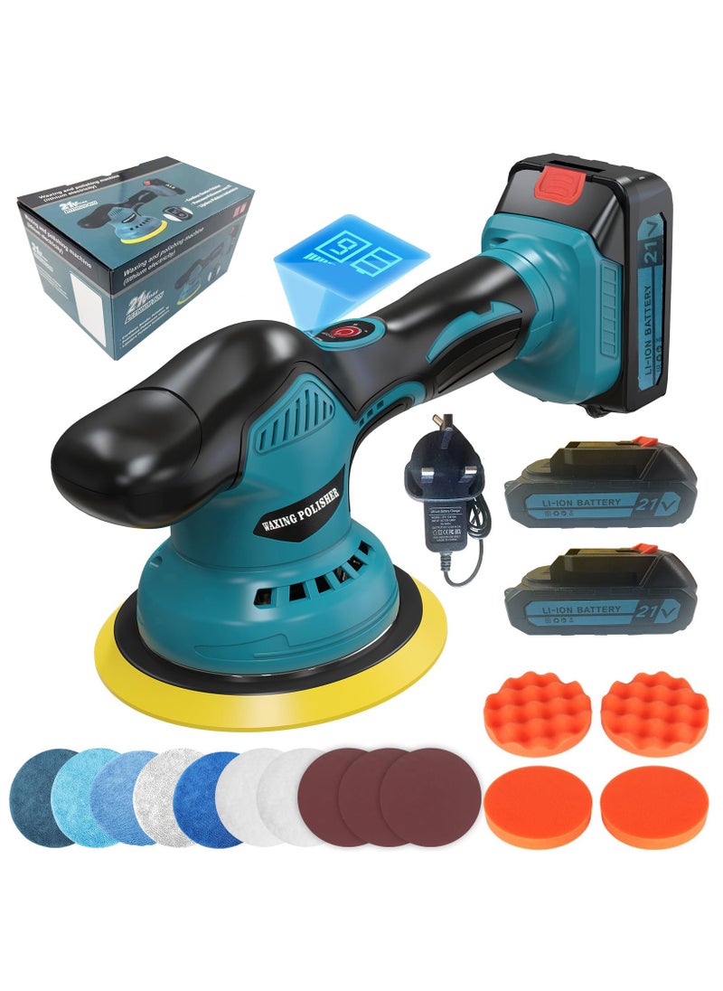 ZLH HITY Cordless Car Buffer Polisher, 6 In Mini Buffer Polisher Kit with 2 Pack 21V Rechargeable Batteries,6 Variable Speed 5500RPM Orbital Polisher for Car Boat Detailing, Polishing,Scratch Removing  - Image 1