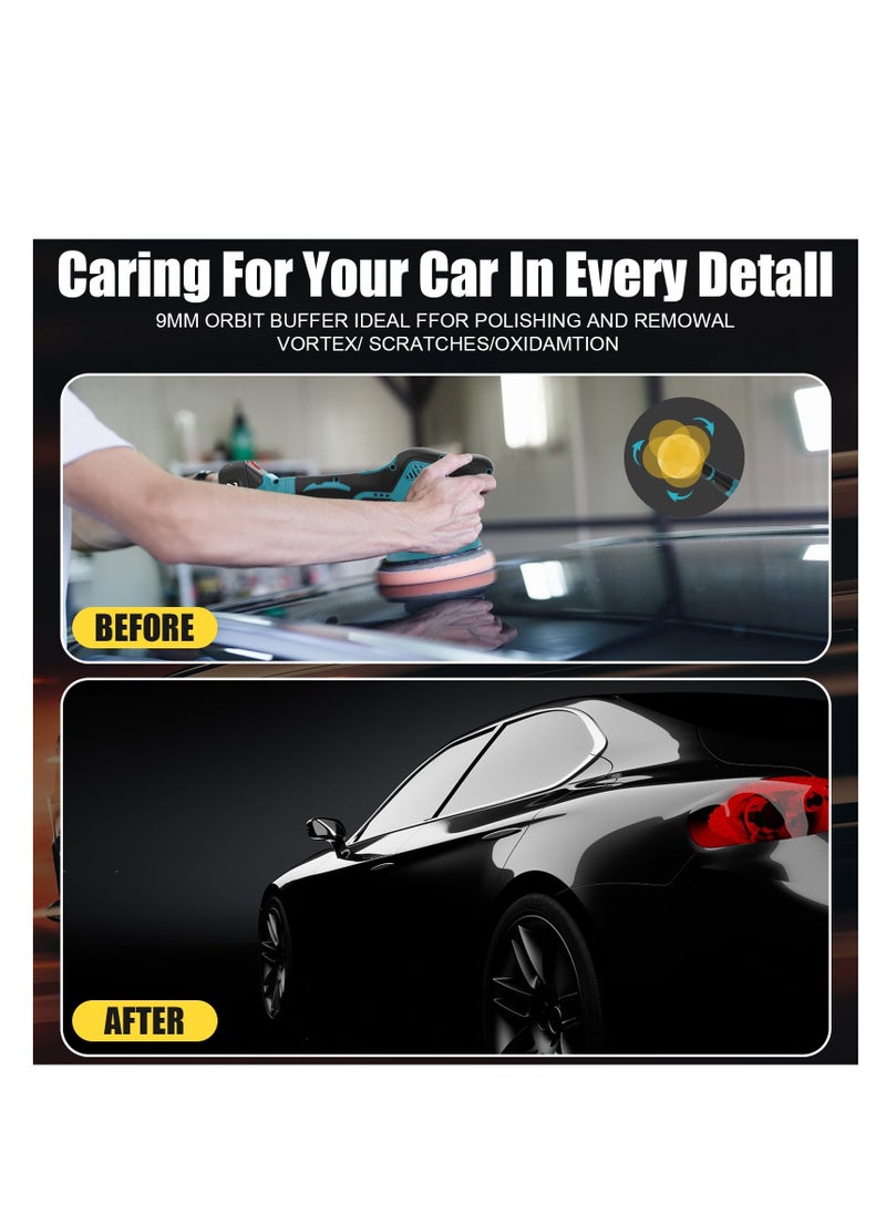 ZLH HITY Cordless Car Buffer Polisher, 6 In Mini Buffer Polisher Kit with 2 Pack 21V Rechargeable Batteries,6 Variable Speed 5500RPM Orbital Polisher for Car Boat Detailing, Polishing,Scratch Removing  - Image 2