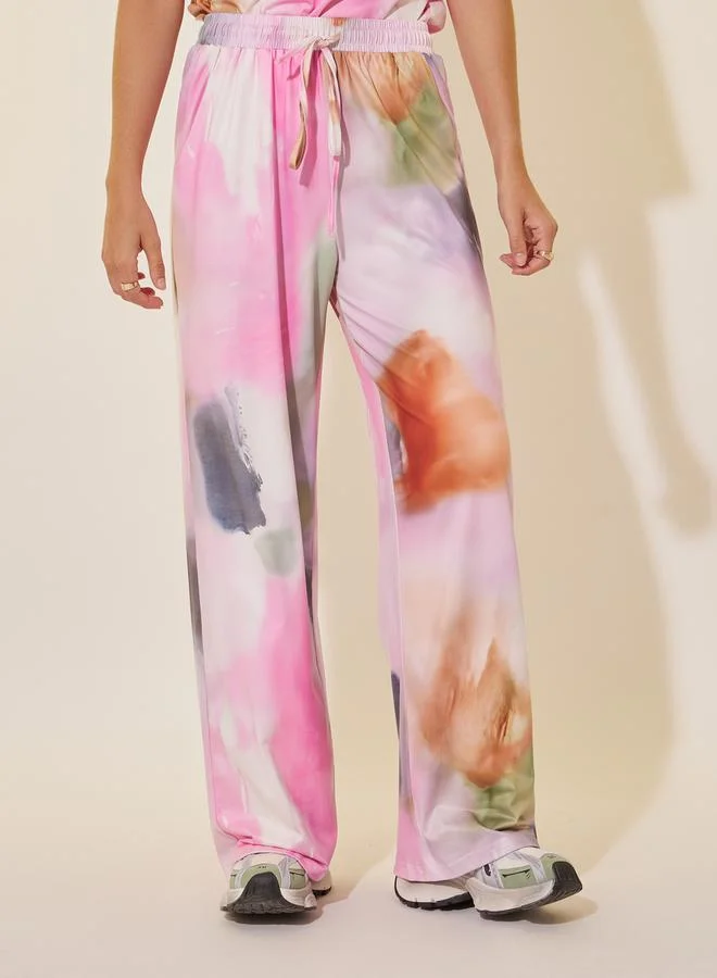 Take Two Tie and Dye Print Dropped Shoulder T-Shirt and Pants Co-Ords