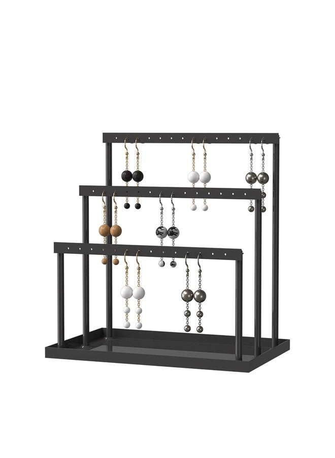 Adugay 3 Tier Jewelry Earring Organizer Holder,Large And Small Stud Earring Tabletop Storage Display Stand For Girls,Hanging Dangle Earring Towers For Selling,Jewelry Rack For Vendors (Black) - Image 1