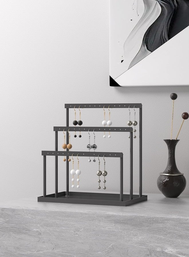 Adugay 3 Tier Jewelry Earring Organizer Holder,Large And Small Stud Earring Tabletop Storage Display Stand For Girls,Hanging Dangle Earring Towers For Selling,Jewelry Rack For Vendors (Black) - Image 2